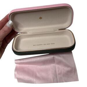 Kate Spade New York Eyeglass Pink/Green Eyeglass Case With Cleaning Cloth.